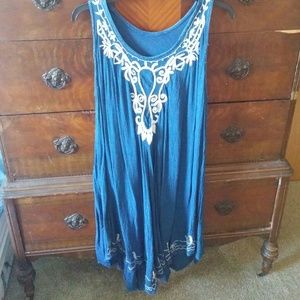 Blue Dress with White Detail